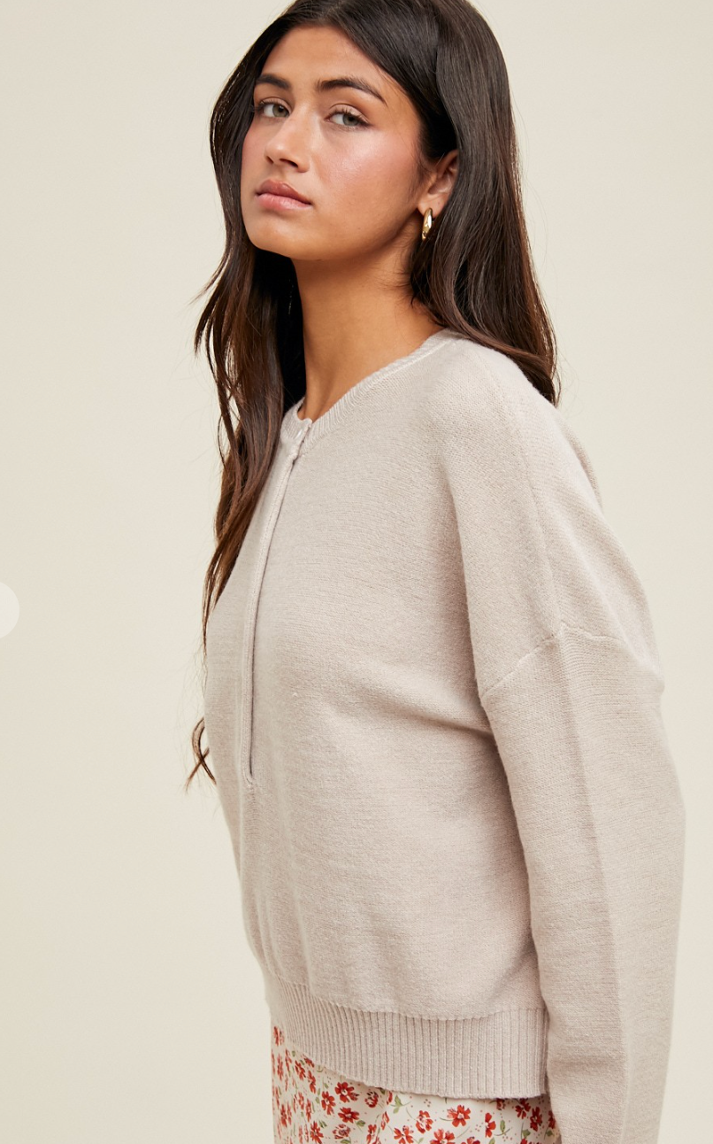 Henley Button Up Sweater
