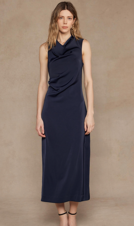 Draped Sleeveless Long Dress