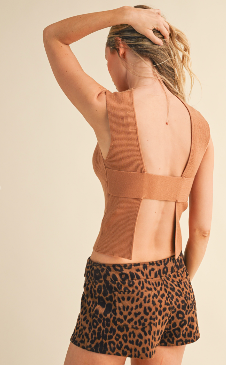 Sleeveless Knit Open Back Top