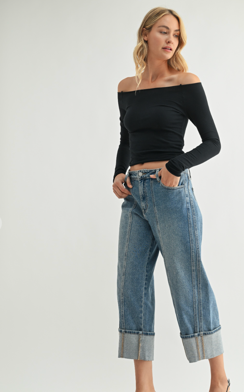 Cuffed Barrel Jean