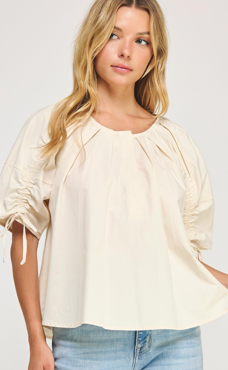 Tie Detail Pleated Top