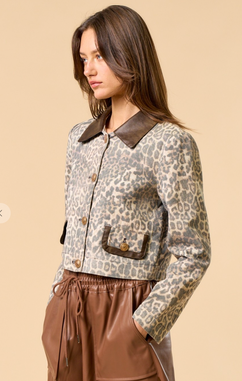 Leopard Button Down Jacket