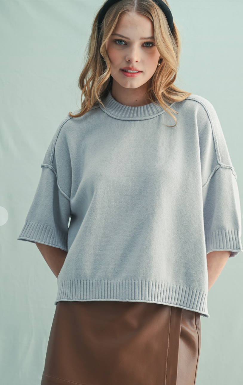 Crew Neck Drop Shoulder Sweater
