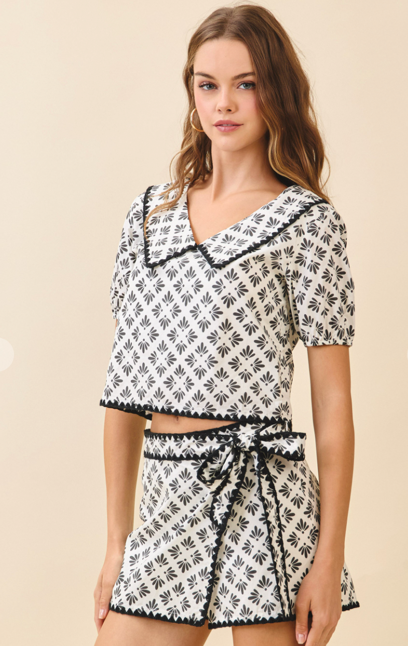 Floral Motif Wrap Skort
