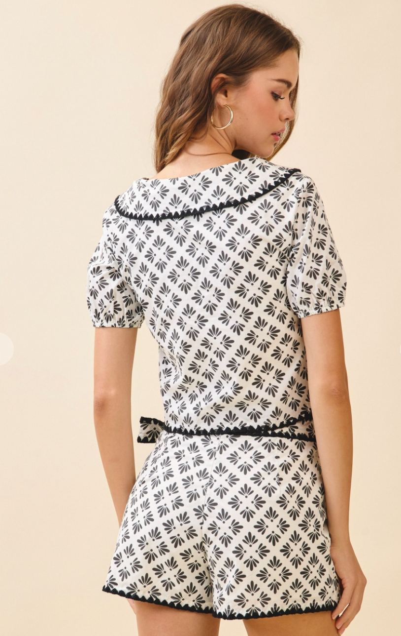 Floral Motif Wrap Skort
