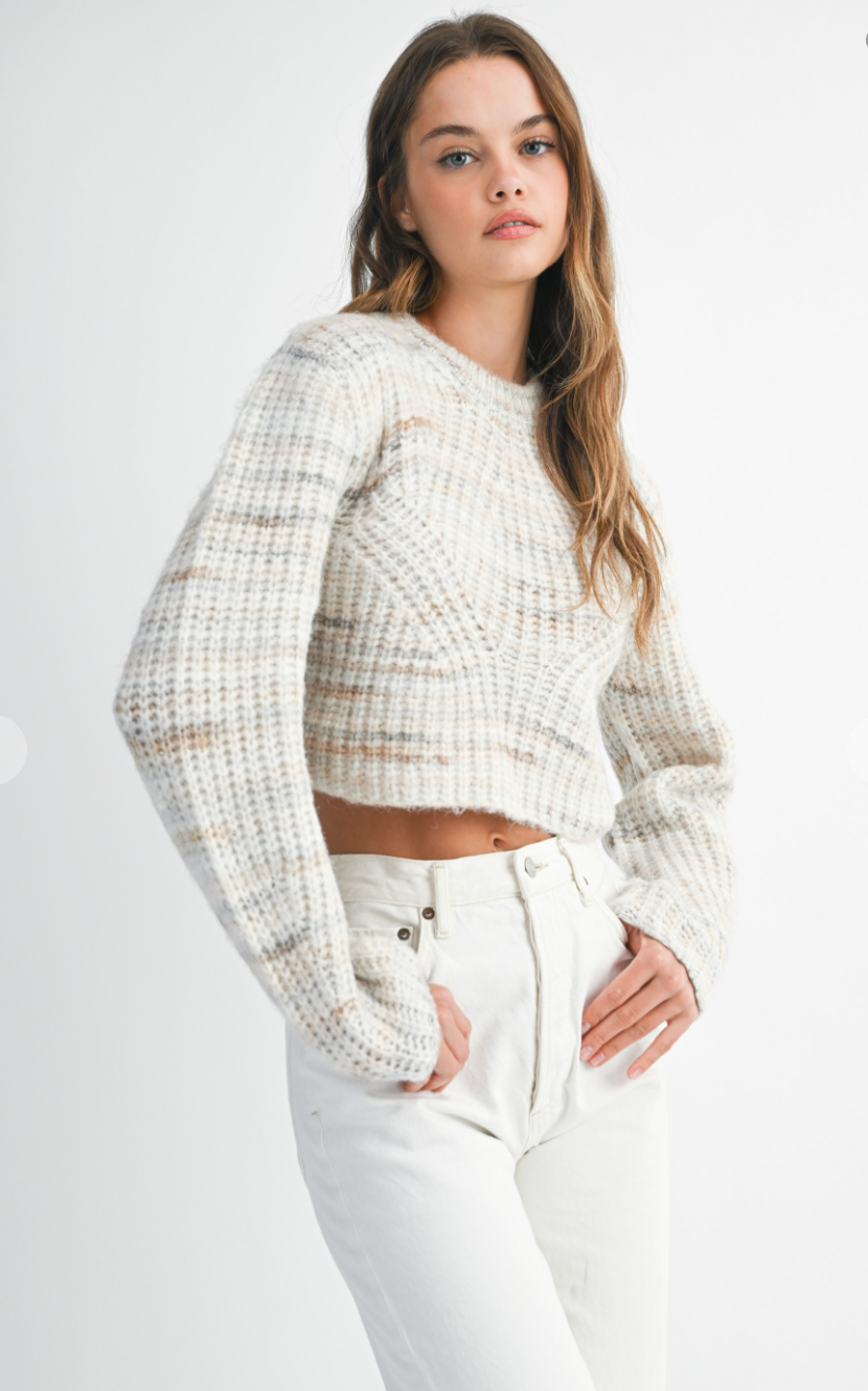 Multi Stripe Knit Crop Sweater