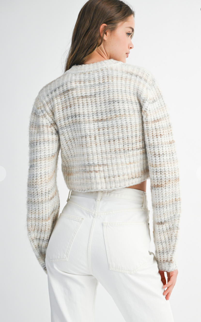 Multi Stripe Knit Crop Sweater