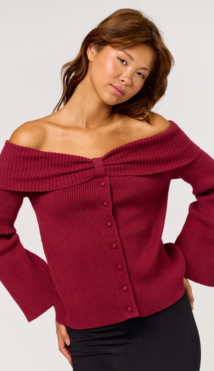 Off Shoulder Long Sleeve Sweater