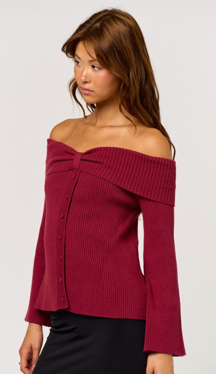 Off Shoulder Long Sleeve Sweater
