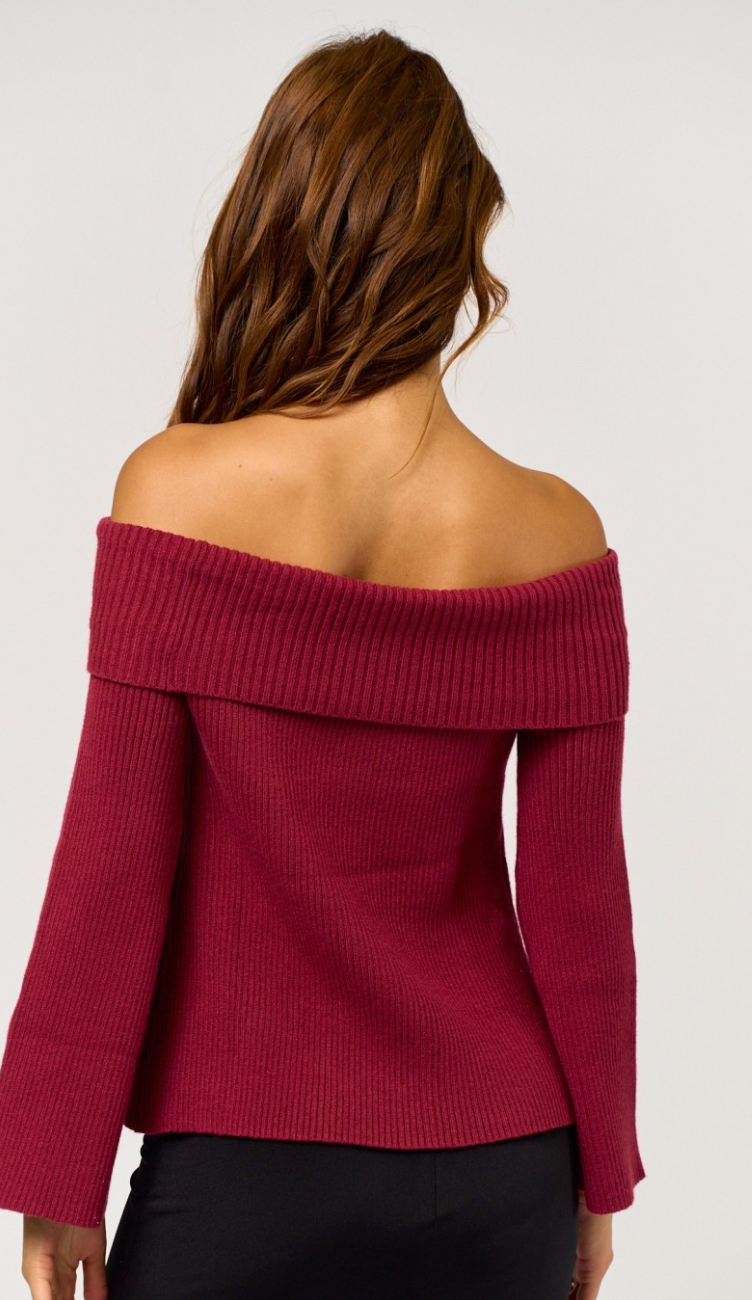 Off Shoulder Long Sleeve Sweater