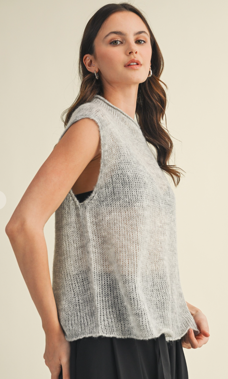 High Neck Sleeveless Sweater