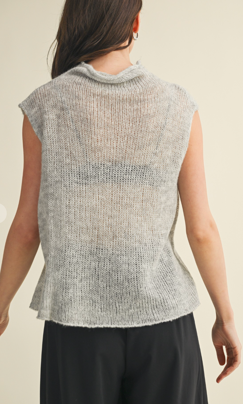 High Neck Sleeveless Sweater