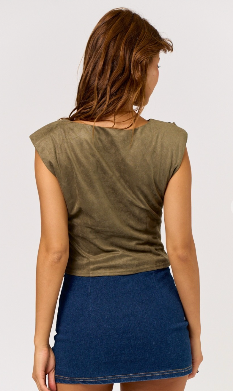 Suede Fringe Detail Top