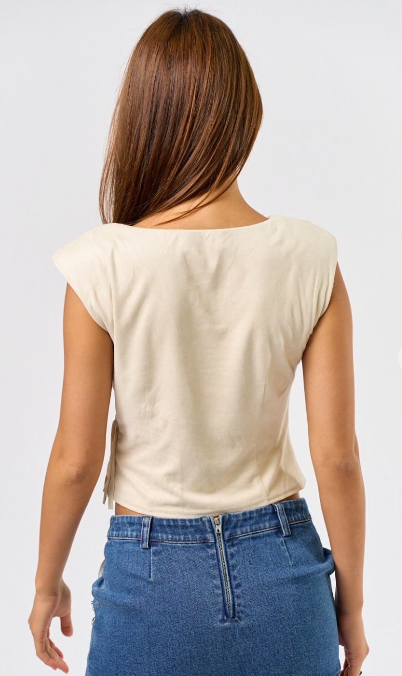 Suede Fringe Detail Top