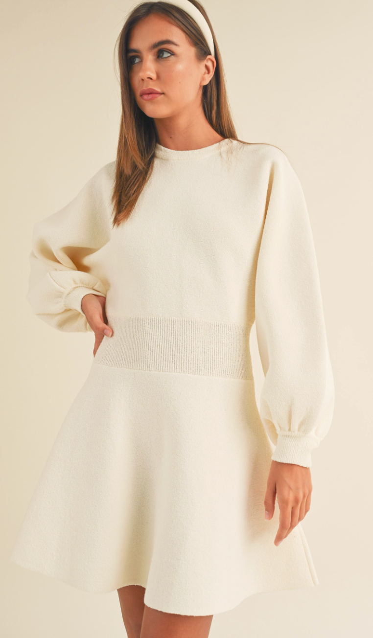 Balloon Sleeve Sweater Dress