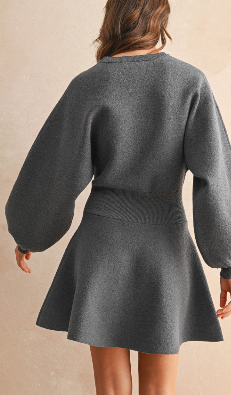Balloon Sleeve Sweater Dress