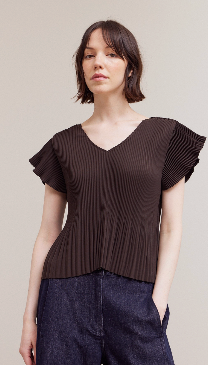 Wrinkled Pleats Ruffle Top