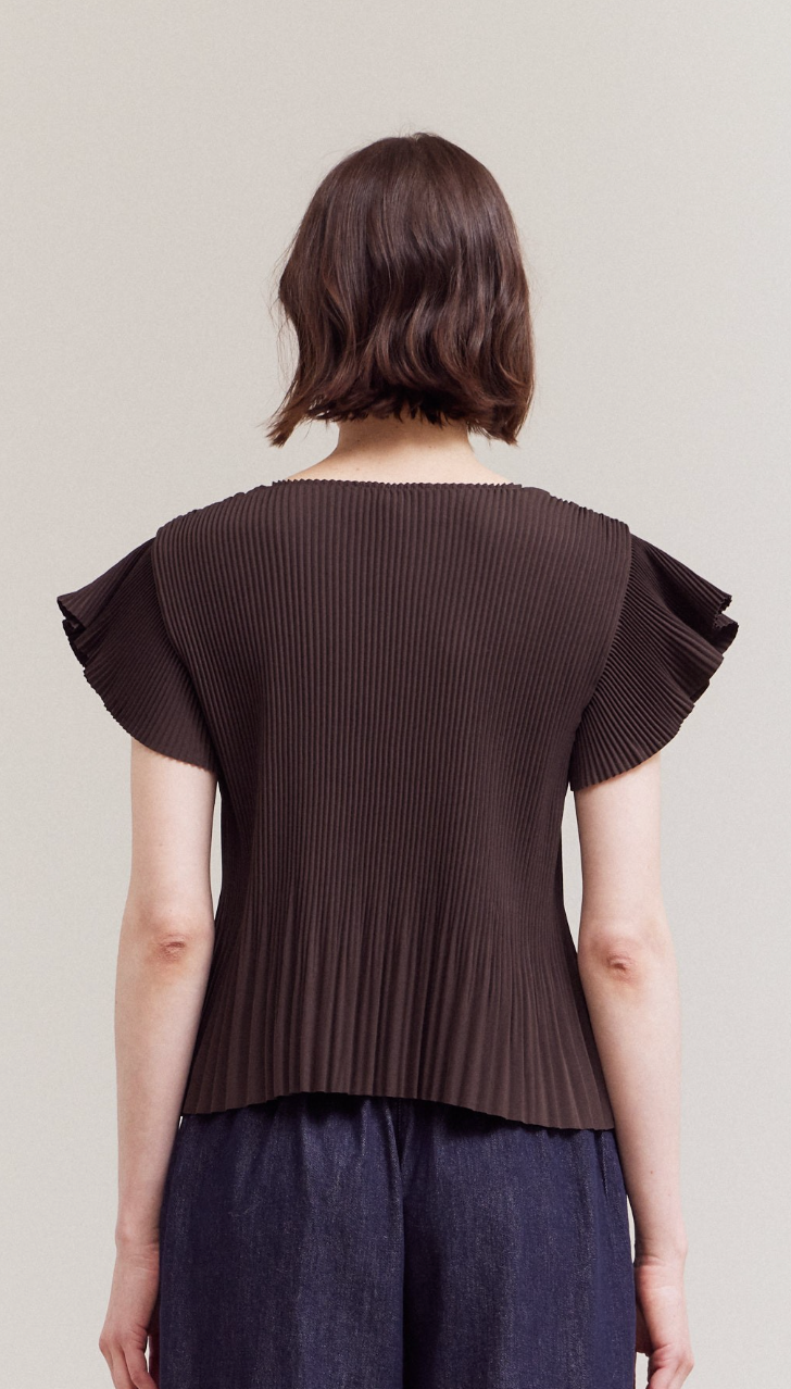 Wrinkled Pleats Ruffle Top