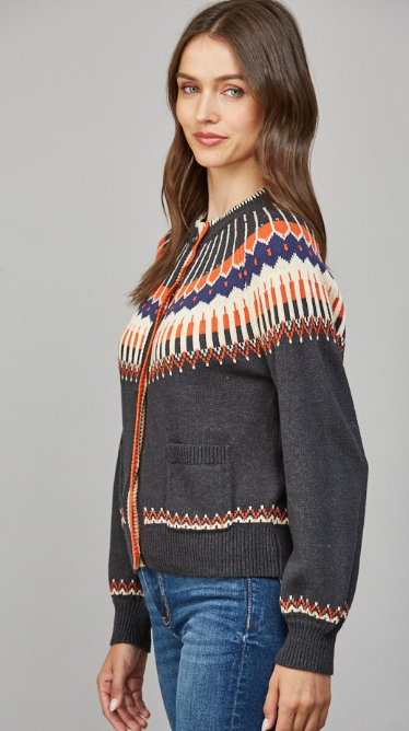 Geo Pattern Knit Cardigan
