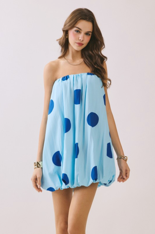 Strapless Polka Dot Bubble Dress