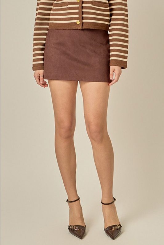Faux Suede Mini Skort