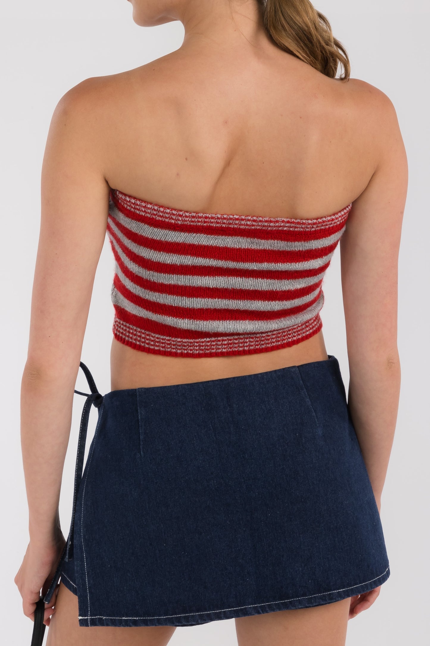 Striped Drawstring Tube Top