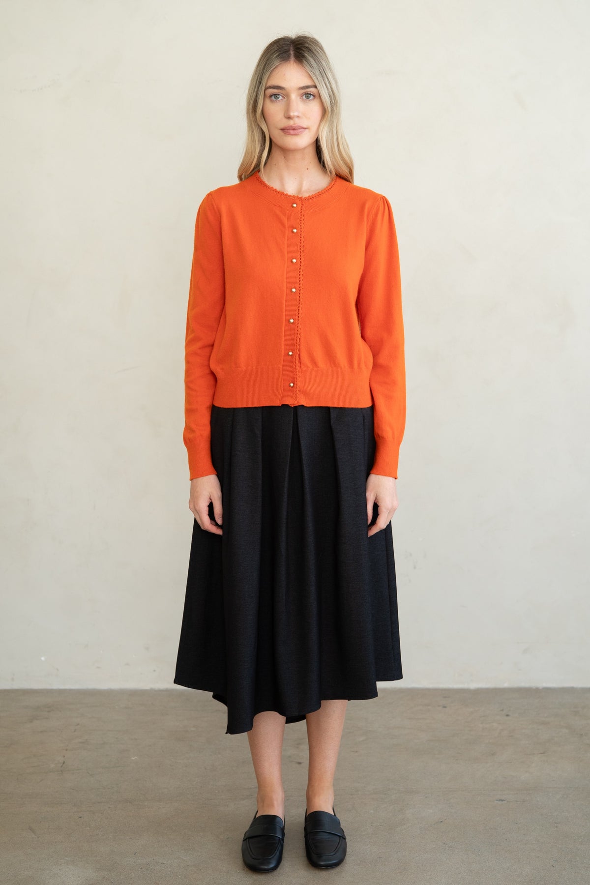 Scalloped Trim Knit Cardigan