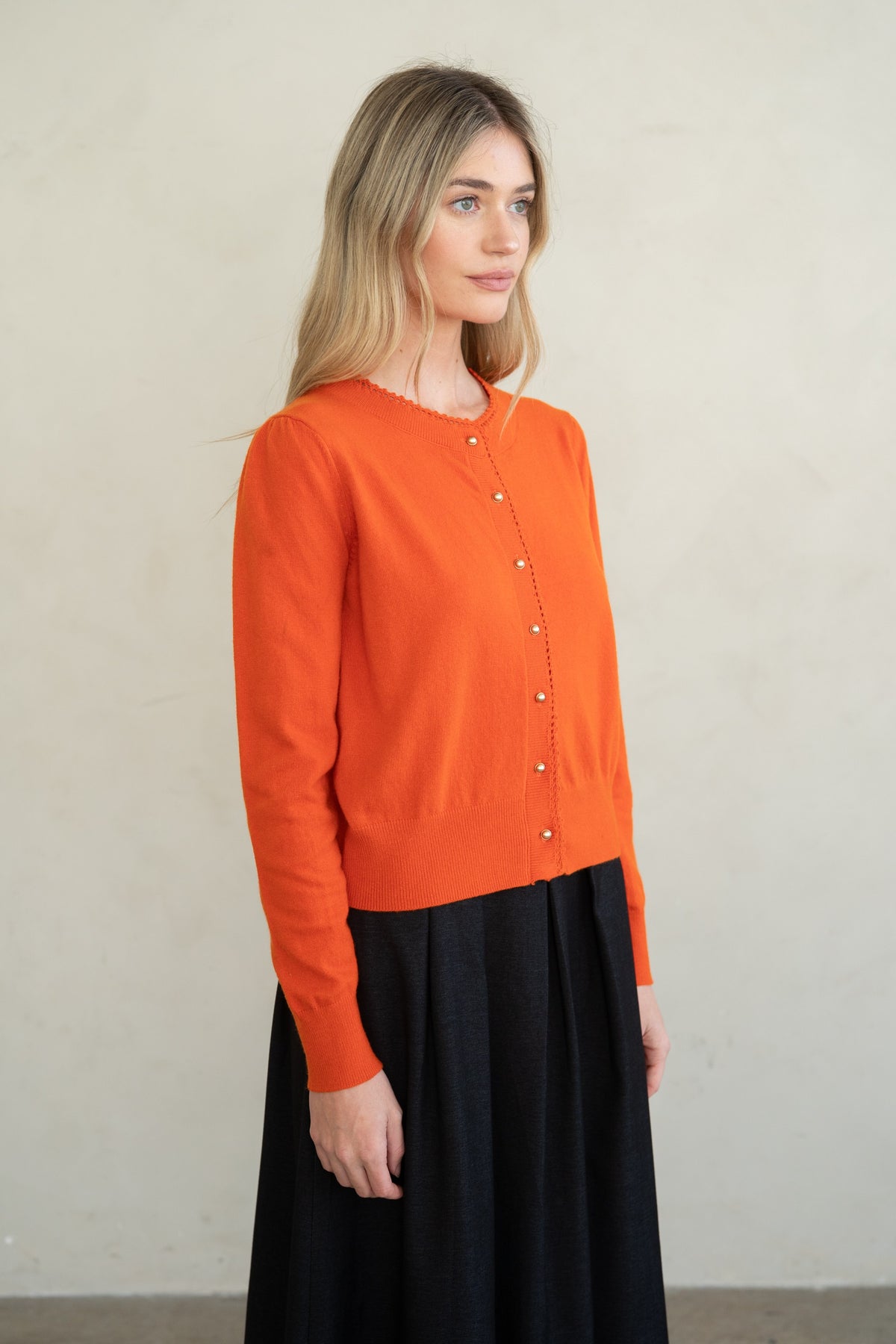 Scalloped Trim Knit Cardigan