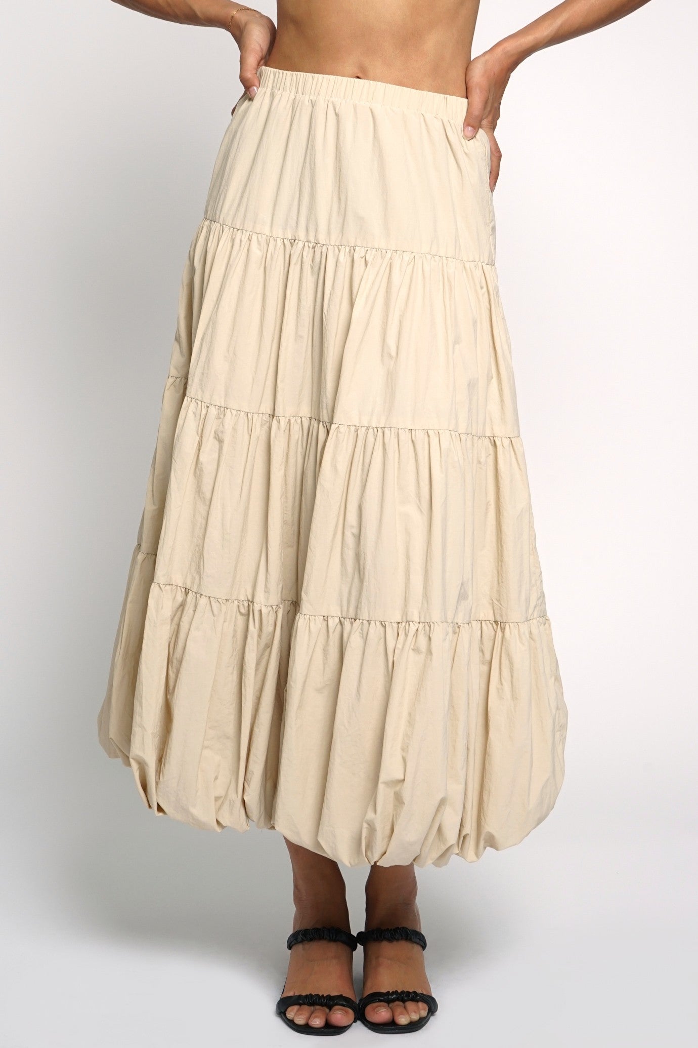 Tiered Bubble Maxi Skirt