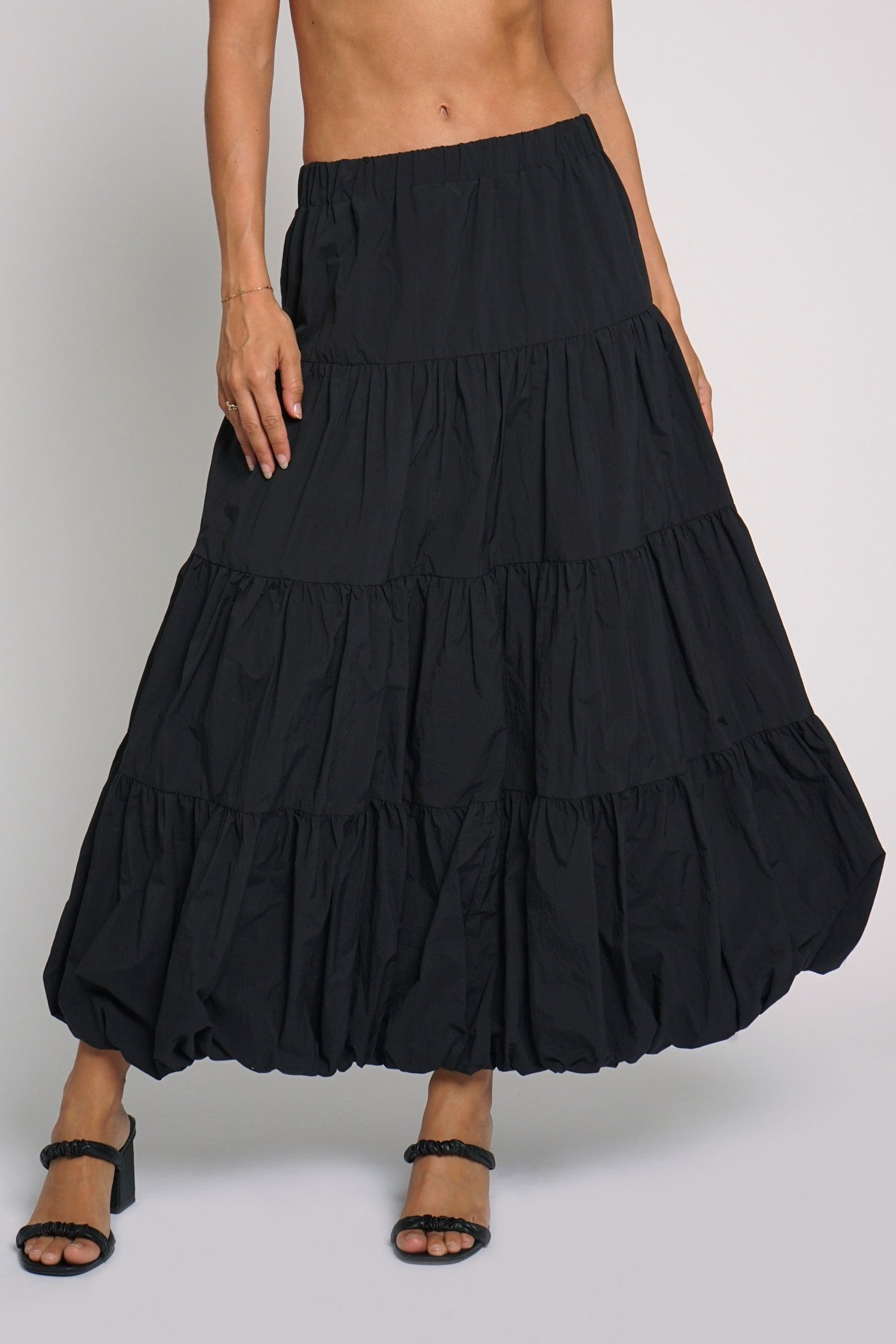 Tiered Bubble Maxi Skirt