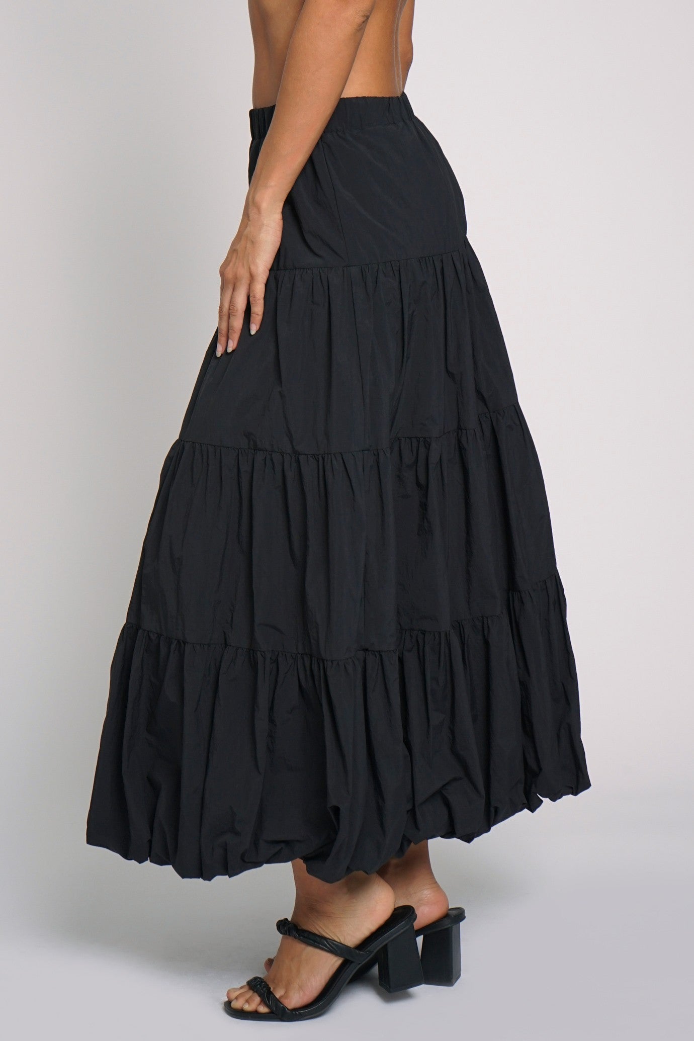 Tiered Bubble Maxi Skirt