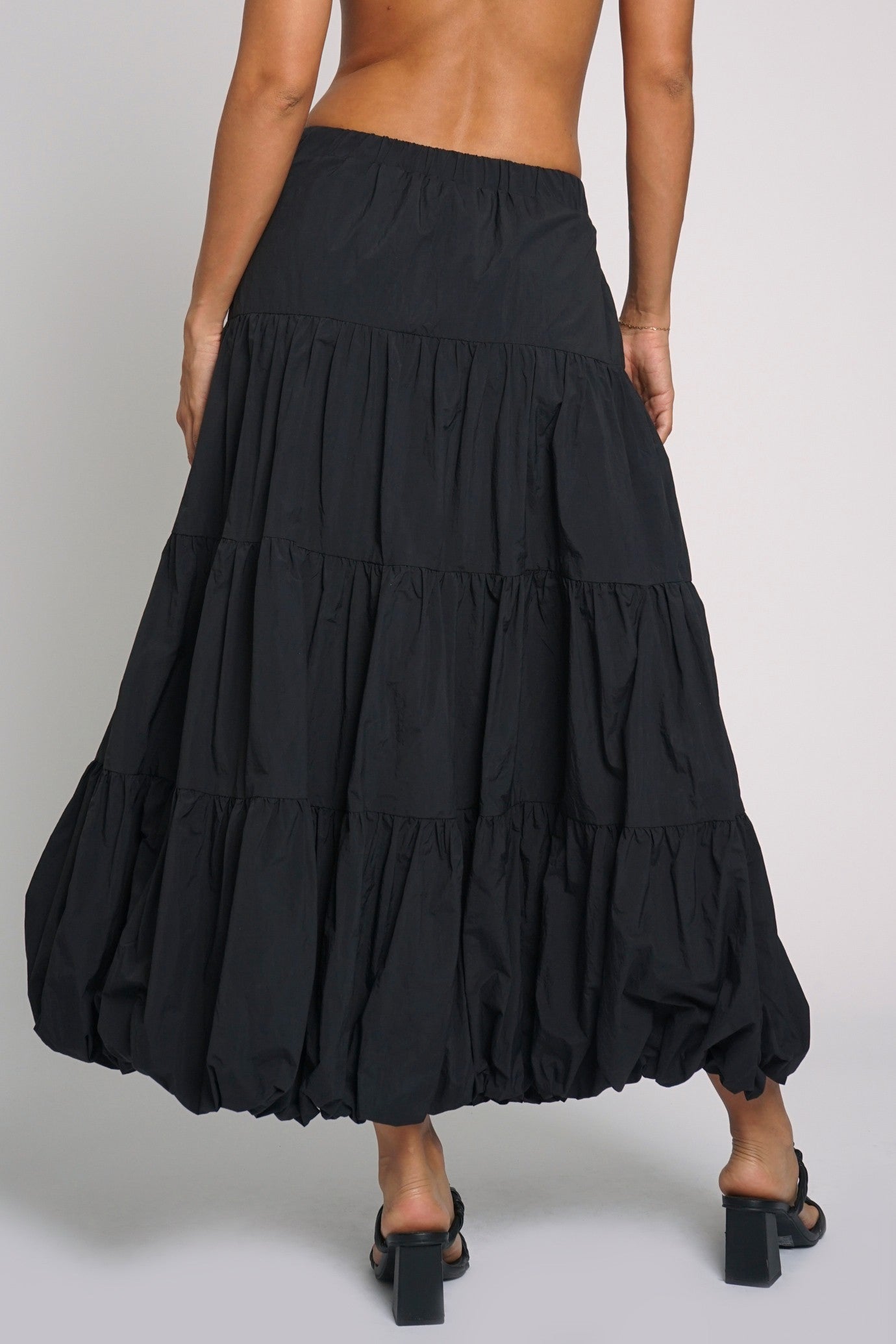 Tiered Bubble Maxi Skirt