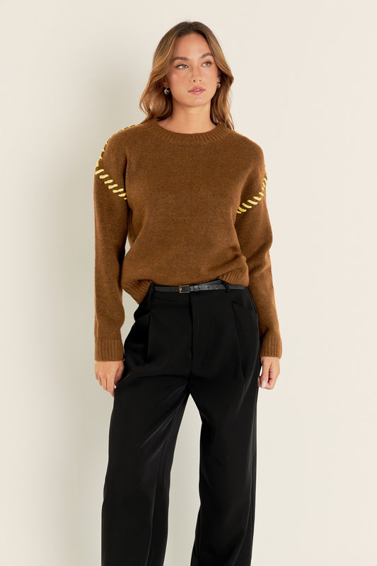 Top Stitch Knit Sweater