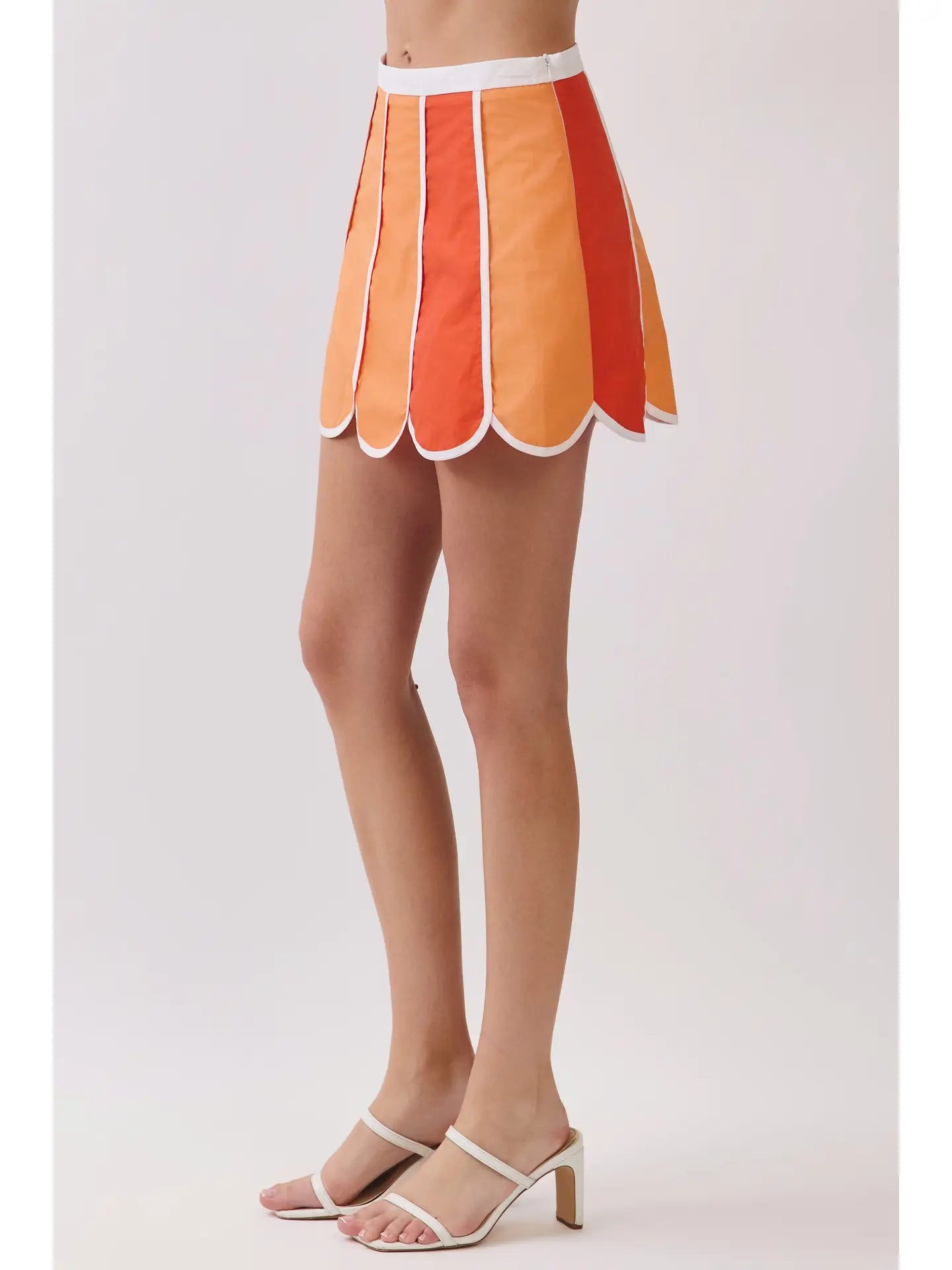 Color Block Scallop Mini Skirt