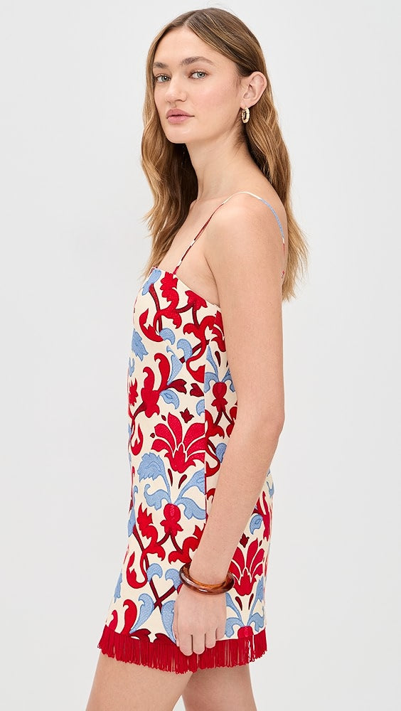 Fringe Damask Mini Dress