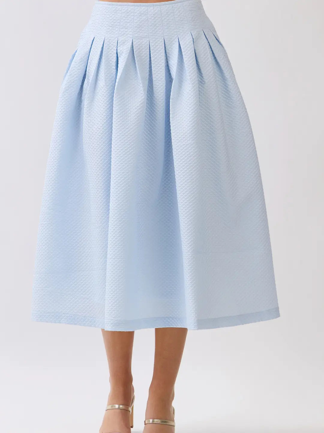 Textured Pleated High Rise Skirt
