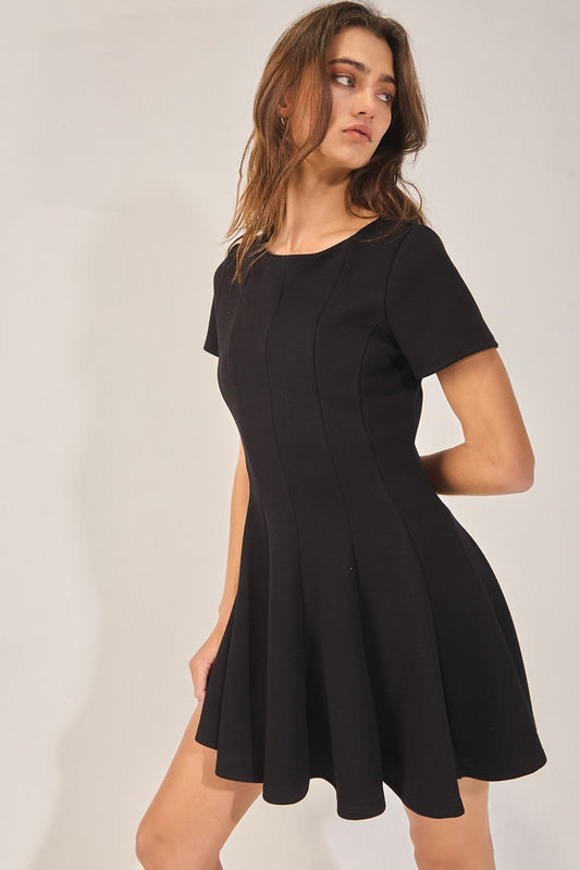 Seamed A-Line Mini Dress