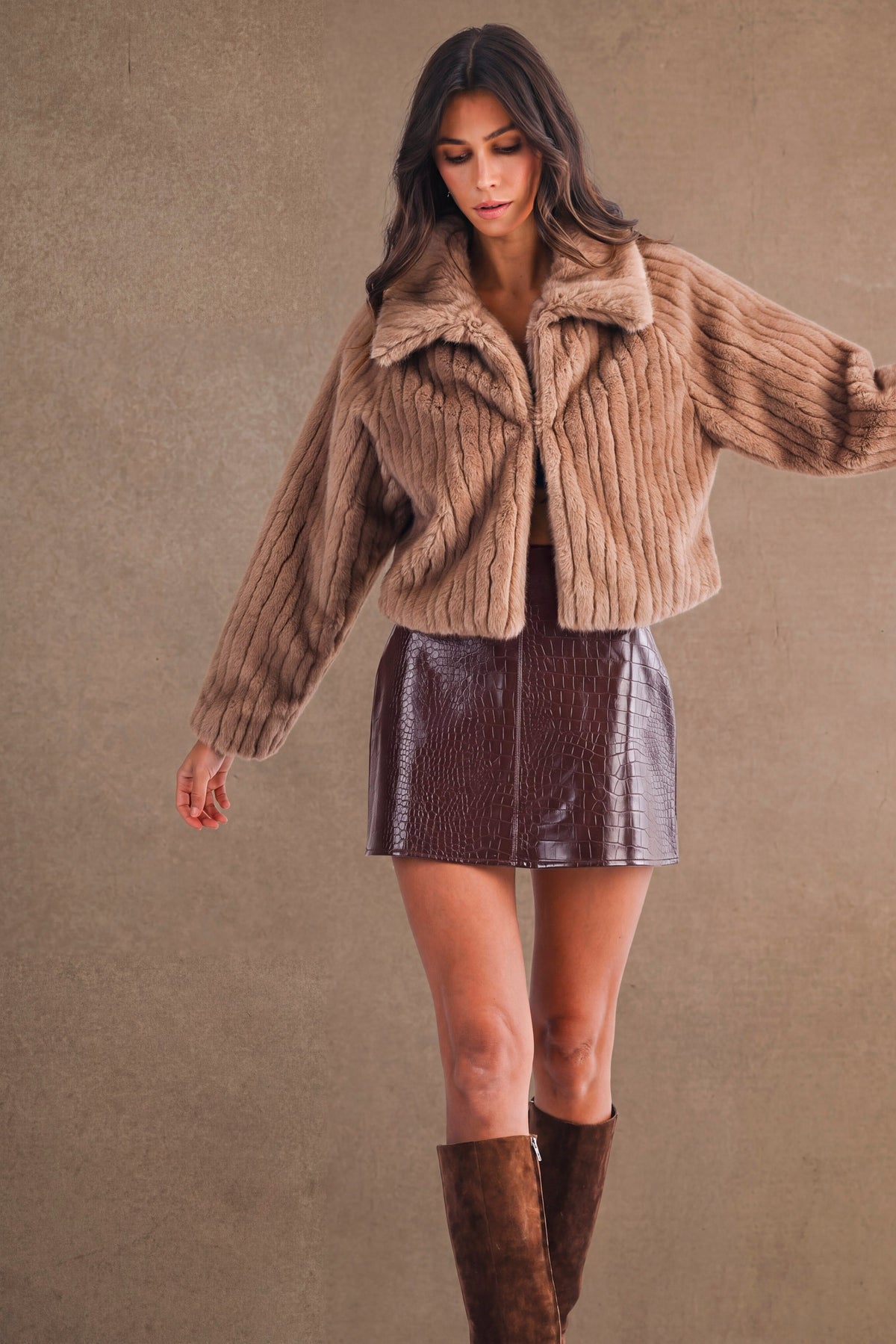 High Waist Faux Leather Mini Skirt