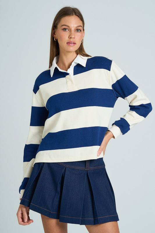 Bold Stripe Collared Top