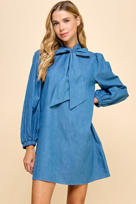 Bow Tie Denim Dress