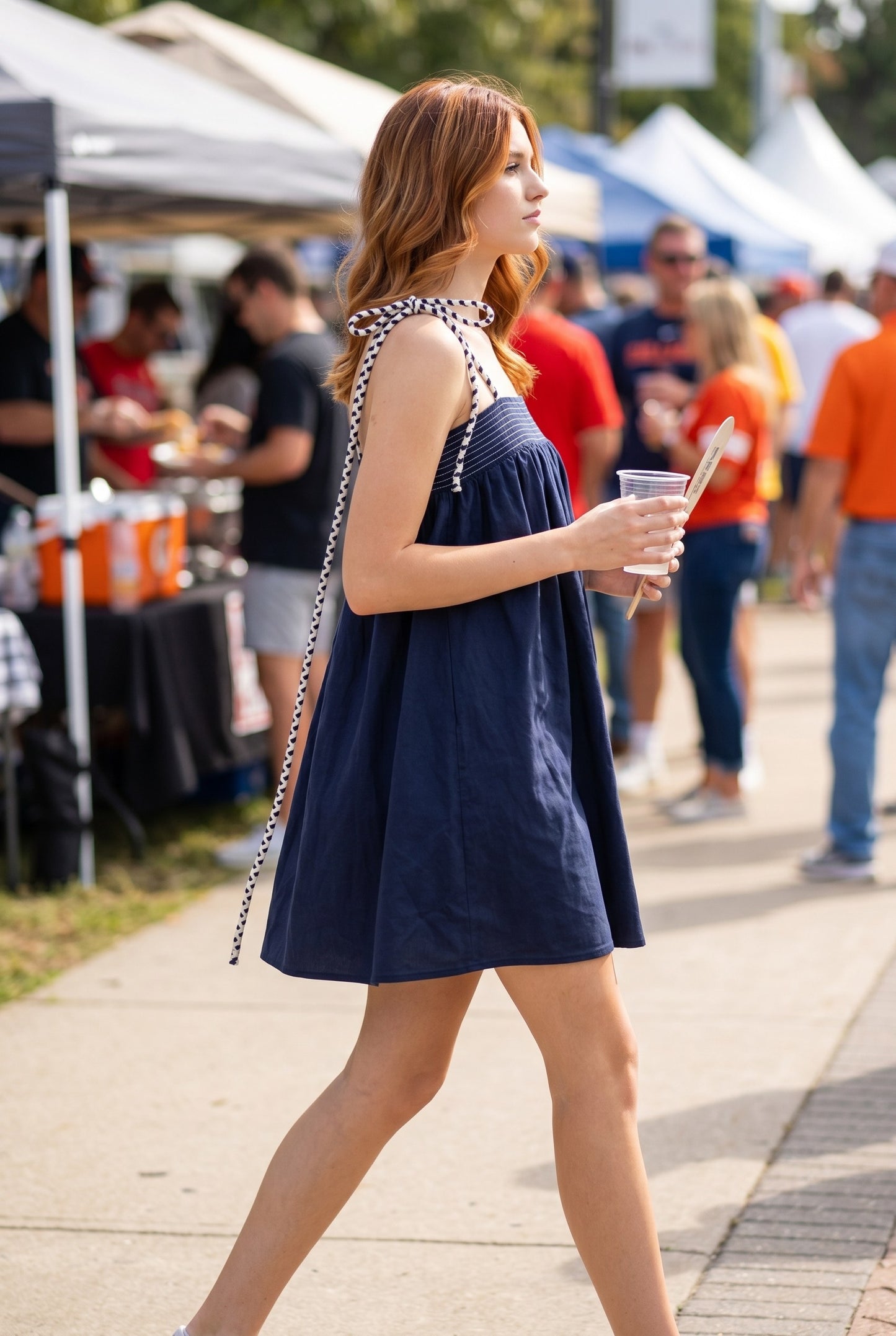 Tube Mini Dress With Mixed Color Cord Strap