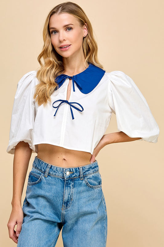 Contrast Collar Top