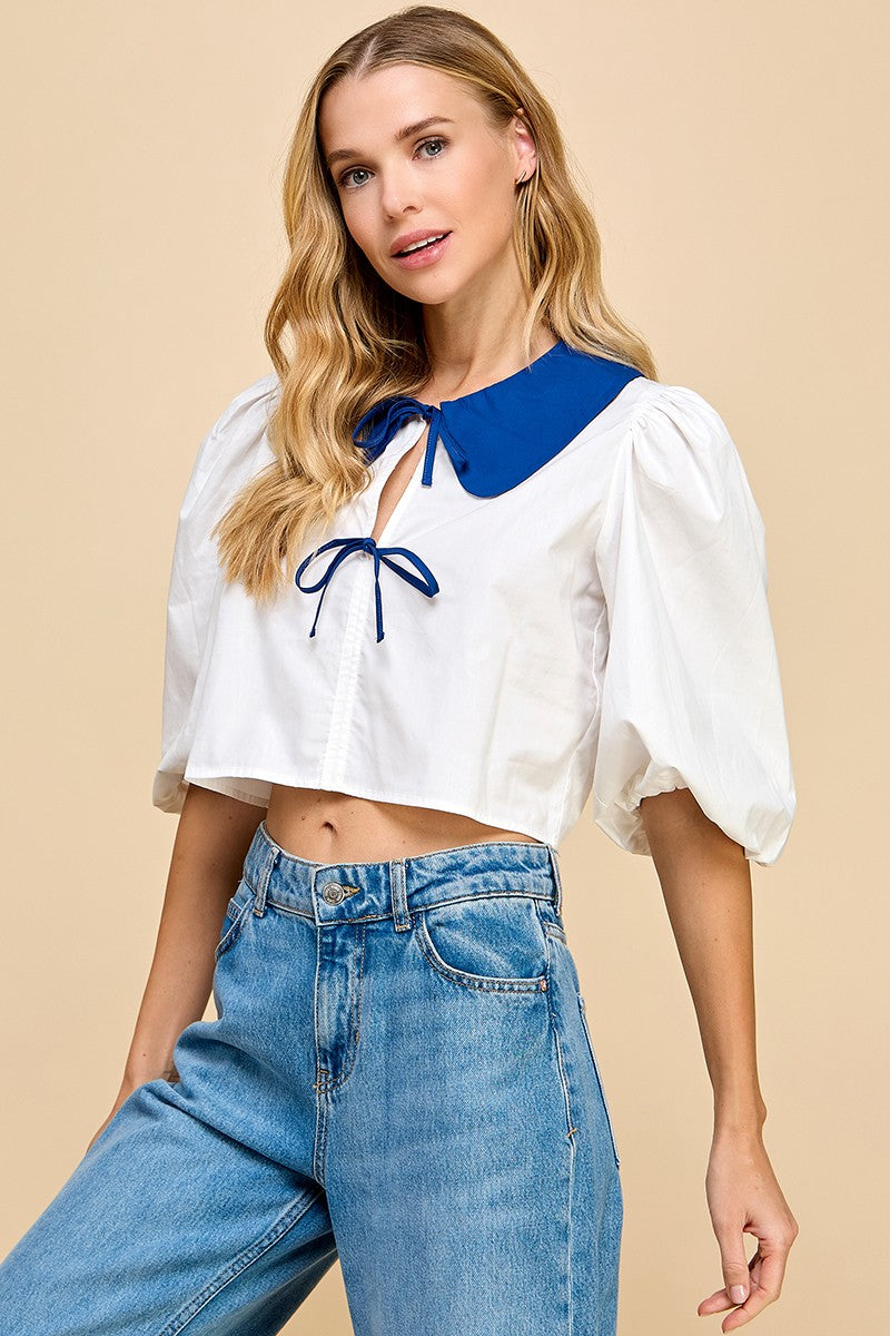 Contrast Collar Top