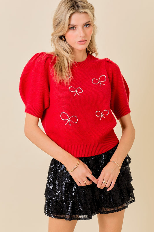 Crystal Ribbon Sweater Top