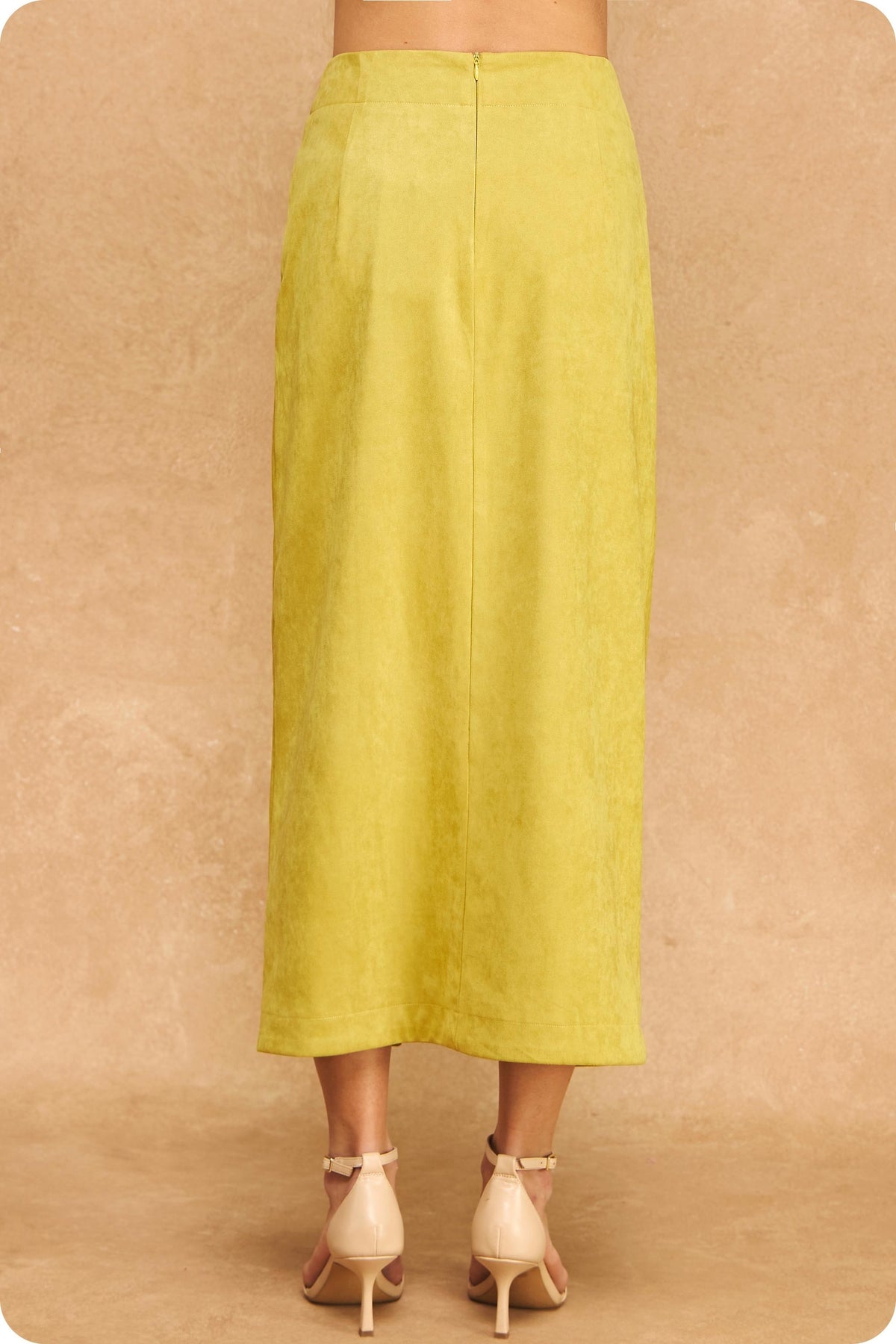 Faux Suede Wrap Midi Skirt