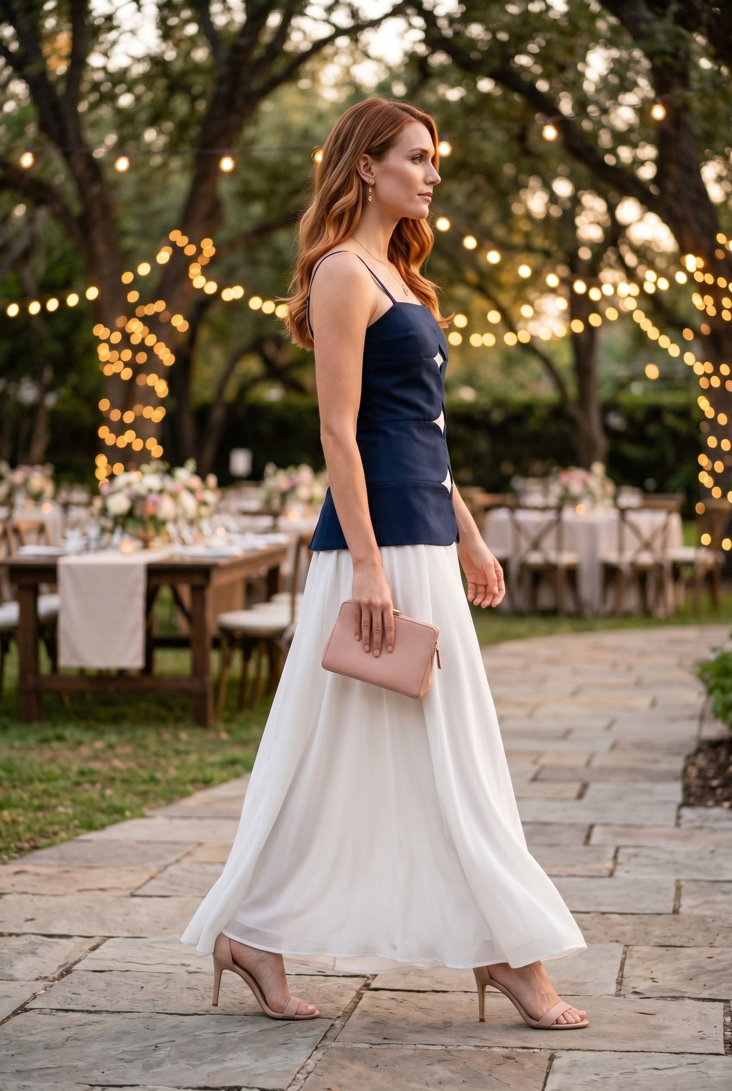 Scallop Cutout Bodice Maxi Dress
