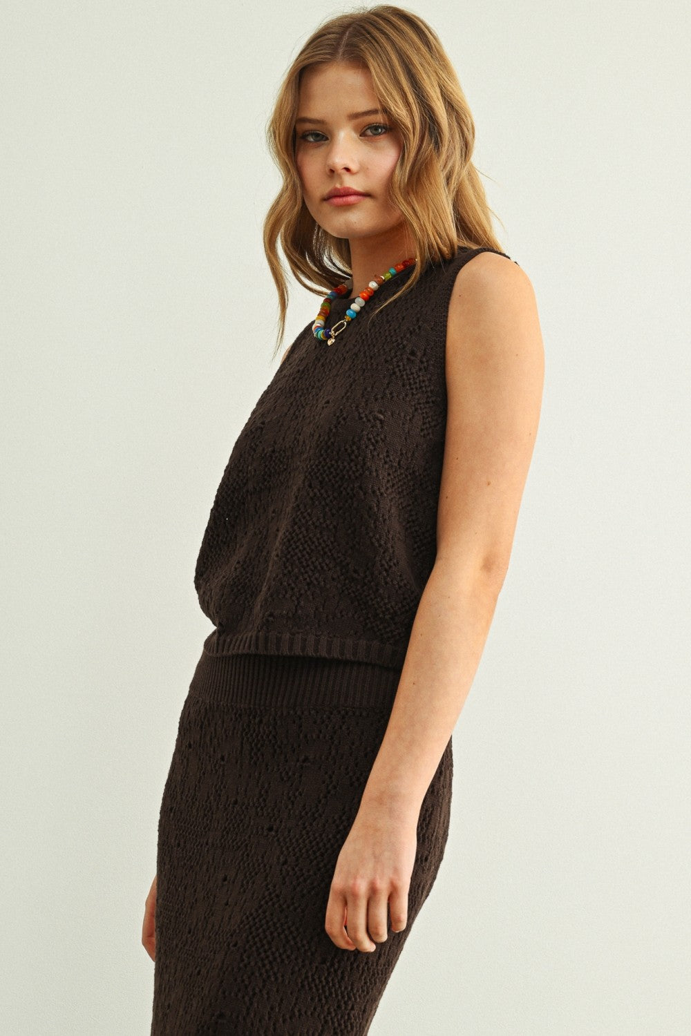 Crochet Knit Tassel Hem Crop Top