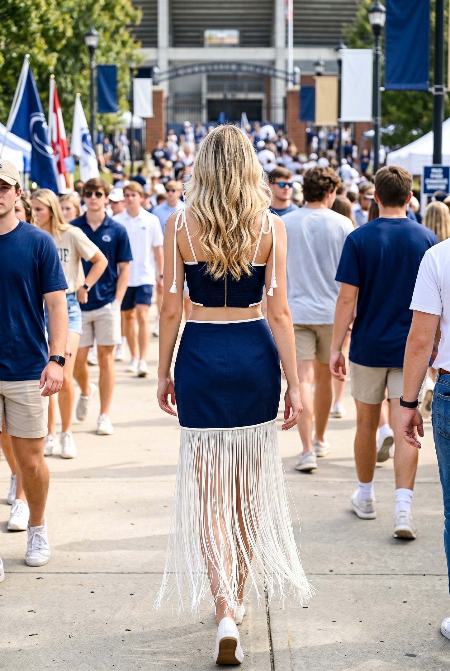 Large Scalloped Overlapping Panels Crop Top
