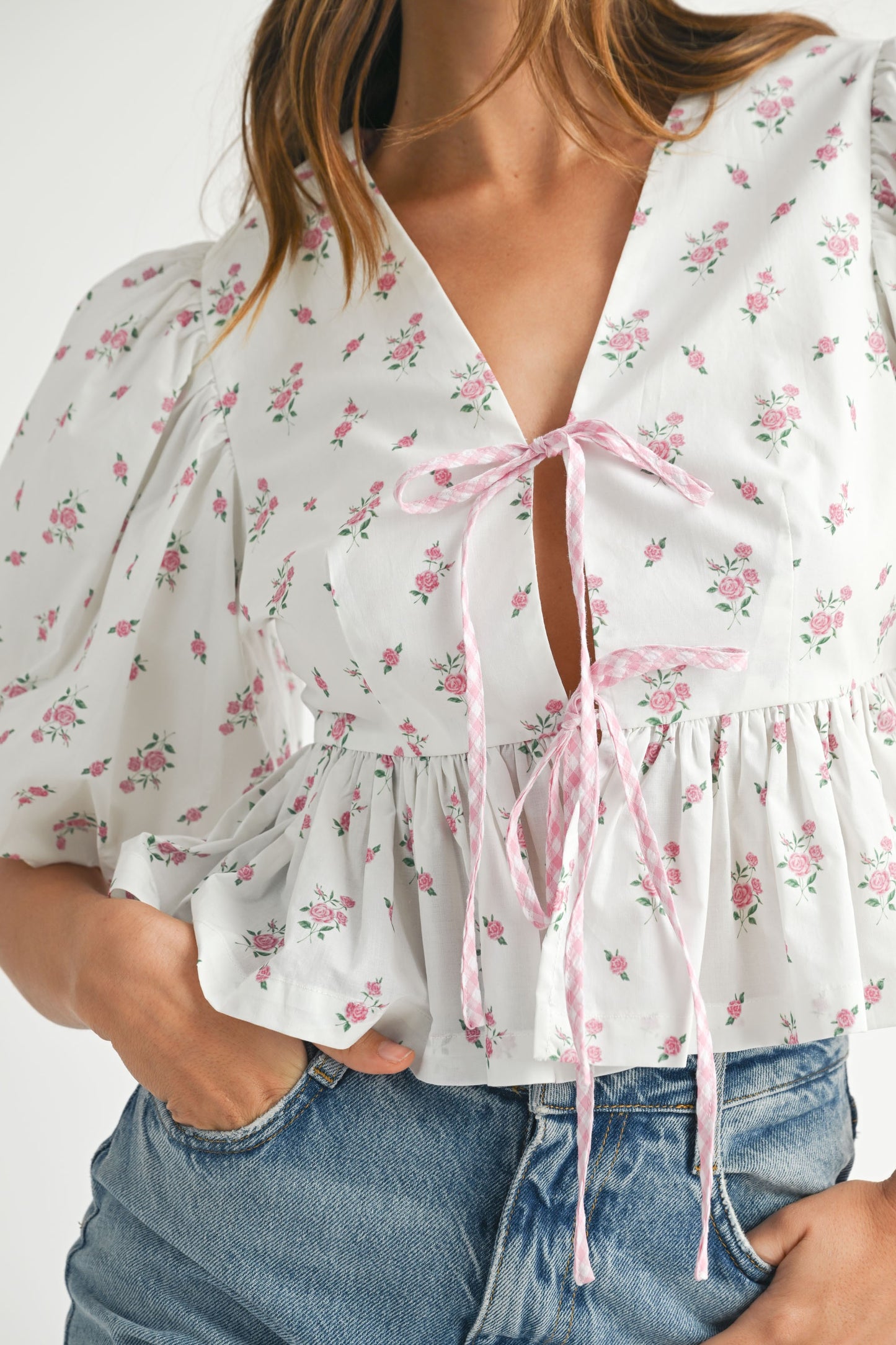 Ditzy Floral Bow Tie Top