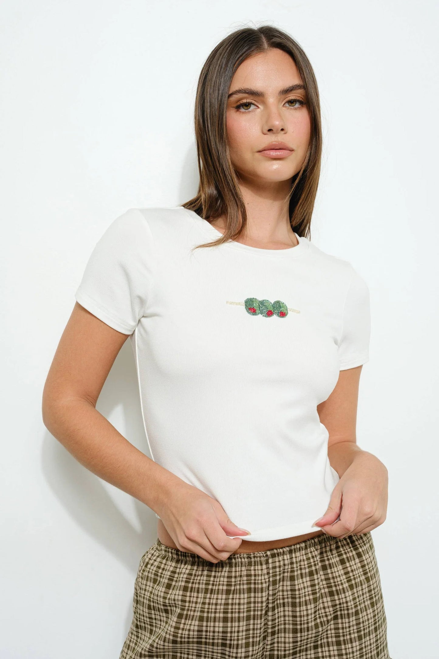 Olive Beaded Baby Tee